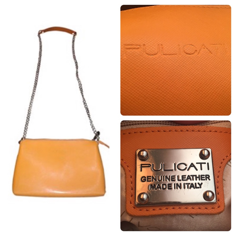 Pulicati Orange Leather Cross Body Bag